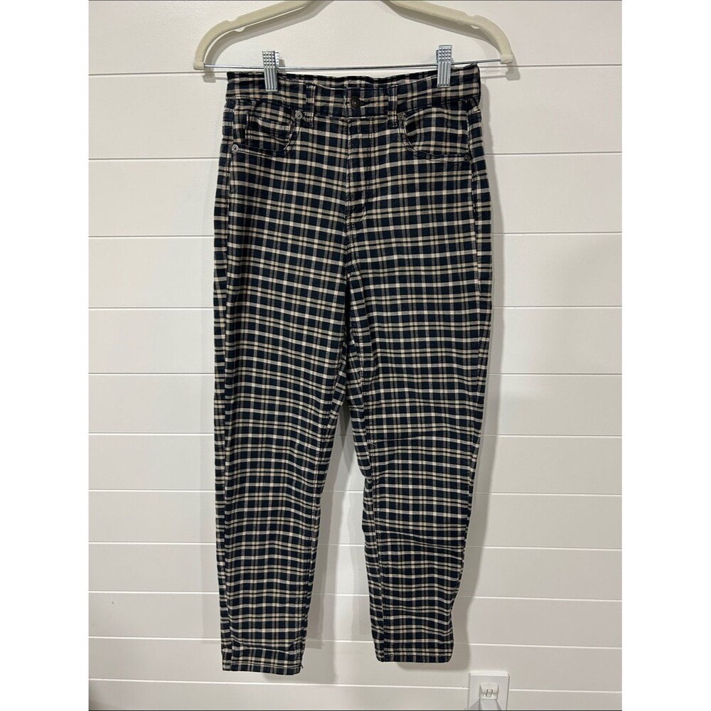 American Eagle Outfitters Navy and Cream Plaid Pants